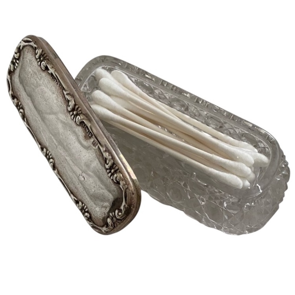 Antique Cut Crystal Trinket Box with Sterling Lid • Birmingham, England